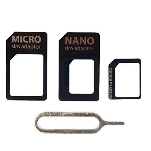 Paquete 4 en 1 Nano Micro y adaptador de tarjeta SIM estándar para teléfonos móviles y teléfonos inteligentes.