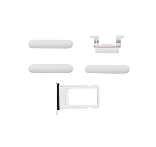 RepairMedia-Shop ★RM ★ Set de botones para iPhone 8 Plus plateados + soporte para tarjetas Nano SIM + silencio + botón de volumen alto + pieza de repuesto en blanco para iPhone 8+ ★RM ★