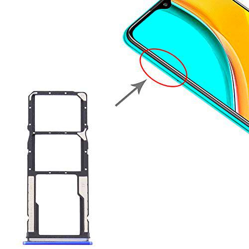 Carro bandeja bandeja soporte porta tarjeta nano Sim1 + SIM 2 + ranura para tarjeta de memoria Micro SD compatible con Xiaomi Redmi 9 (6,53 pulgadas) (azul)