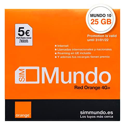 TUMOVIL ESPAÑA TARJETA SIM ESPAÑOLA PREPAGO 400 GB LLAMADAS NACIONALES  ILIMITADAS (Orange) 