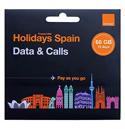 Tarjeta SIM Prepago Orange con 60 GB en España, 100 Minutos internacionales