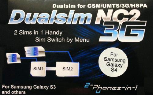 2-phones-in-1 Adaptador NC2 para Samsung Galaxy S4 Dual SIM 2 en 1