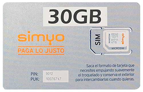 Simyo - Tarjeta sim prepago con 1 GB y 100 min.