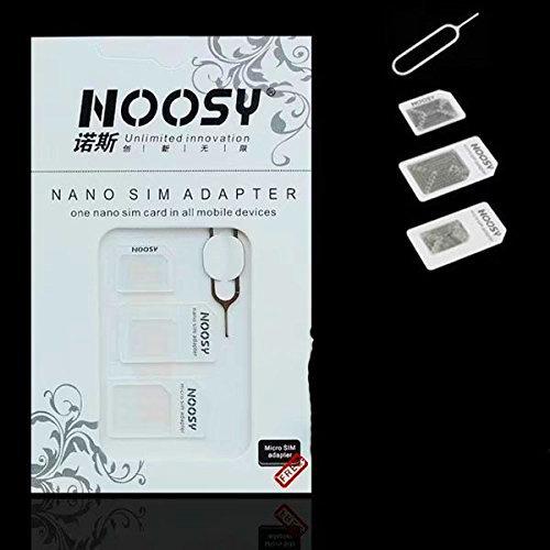 RICISUNG 3in1 Noosy Nano Micro Standard SIM Card Adapter para Iphone Samsung Galaxy (Blanco)