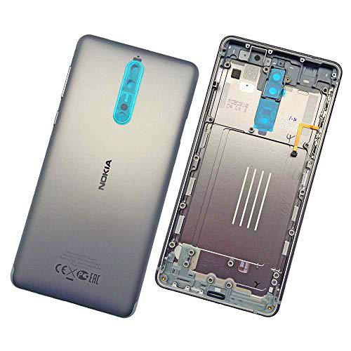 Nokia 8 Dual Sim (TA-1004) Tapa de Batería Original Plata con Lente Cámara