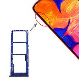 Carro bandeja bandeja bandeja soporte porta tarjeta nano Sim1 + SIM 2 + ranura para tarjeta de memoria Micro SD compatible para Samsung Galaxy A10 / A105 A105F SM-A105F/DS (azul)