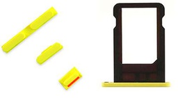 SWS® Cajón Tarjeta SIM + Kit de botones: botón Volume &amp; botón Power (on/off) &amp; botón Vibrador (Mute) de repuesto para Apple Iphone 5 C (amarillo)