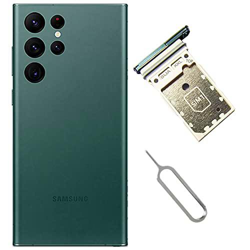 Compatible con Samsung Galaxy S22 Ultra Dual SIM Bandeja Soporte de ranura para bandeja de repuesto + pin abierto de expulsión (verde)