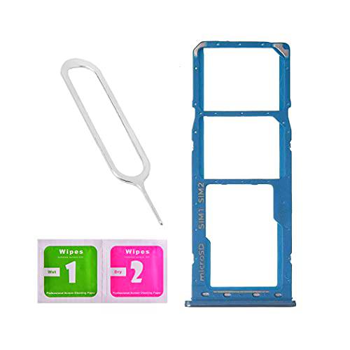 LNONLS Soporte de ranura para tarjeta SIM doble para Samsung Galaxy A20 A205/A30 A305/A50 A505 con bandeja de tarjeta SIM Open Eject Pin (todos los transportistas) (azul)