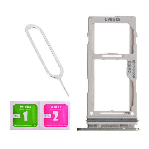 LNONLS Soporte de ranura para tarjeta SIM doble para Samsung Galaxy S10E G970 con bandeja de tarjeta SIM Open Eject Pin (todos los portadores) (Plata)