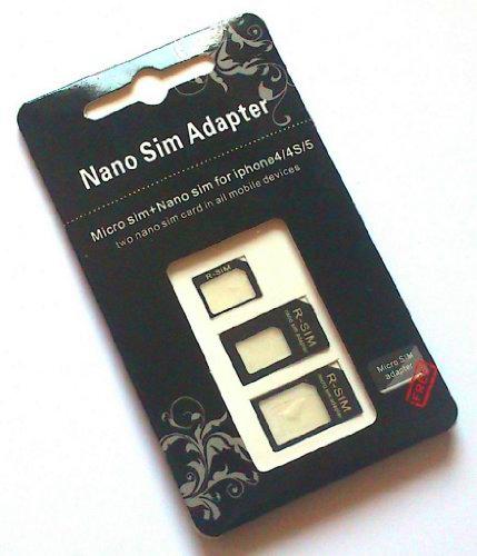 Easyplace 3 en 1 adattatore Nano SIM (Nano SIM a Micro SIM Tarjeta Micro SIM para Tarjeta estándar Nano SIM a la Tarjeta estándar) Kit Adaptador para el iPhone 5 / iPhone 4 y 4S (Negro)