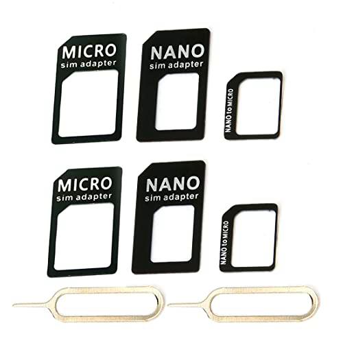 2 Piezas 【4 En 1】Juego De Nano Sim + Micro Sim Adaptador De Tarjeta Para Smartphone