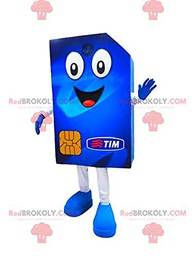 Tarjeta SIM azul gigante y jovial REDBROKOLY Mascot