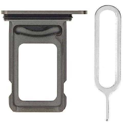 iReplaceParts - Bandeja SIM de repuesto con ranura doble para SIM con herramienta eyector de bandeja SIM para iPhone 12 Pro / 12 Pro Max / 13 Pro / 13 Pro Max (negro)