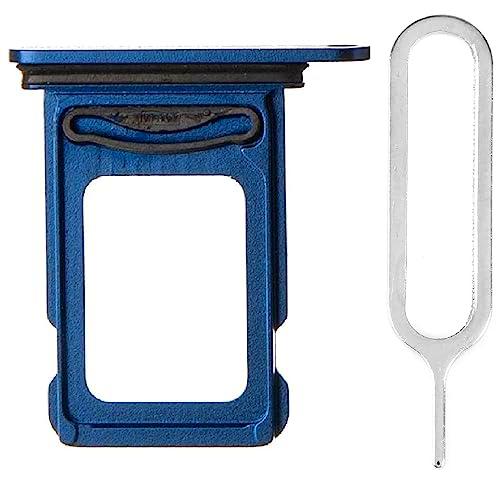 iReplaceParts - Bandeja SIM de repuesto con ranura doble para SIM con herramienta eyector de bandeja SIM para iPhone 12 Pro / 12 Pro Max / 13 Pro / 13 Pro Max (azul)