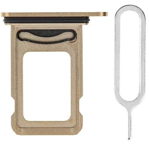 iReplaceParts - Bandeja SIM de repuesto con ranura doble para SIM con herramienta eyector de bandeja SIM para iPhone 12 Pro / 12 Pro Max / 13 Pro / 13 Pro Max (dorado)