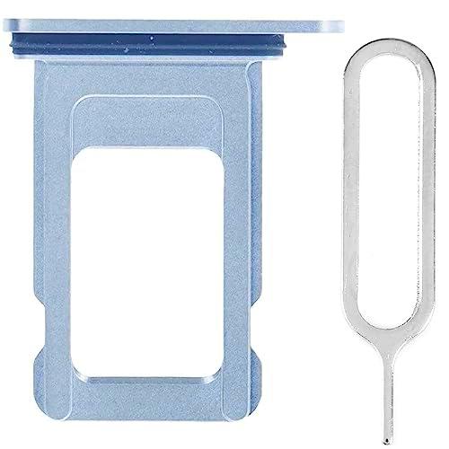 iReplaceParts - Bandeja SIM de repuesto con ranura doble para SIM con herramienta eyector de bandeja SIM para iPhone 14 (6.1 pulgadas) y iPhone 14 Plus (6.7 pulgadas) (azul)