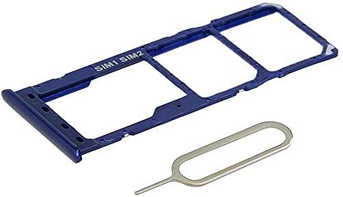 Lazyouth Ranura de soporte para bandeja de tarjeta SIM dual compatible con Samsung A10s A107F Series 6.2 pulgadas con pin de expulsión (azul)