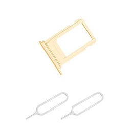 THE TECH DOCTOR Ranura para tarjeta de bandeja SIM de repuesto para iPhone 7 con 2 pines Sim Open Ejector Tool (iPhone 7, dorado)