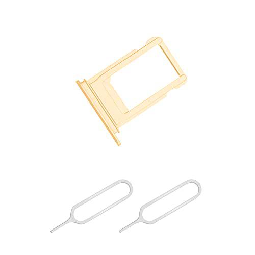 THE TECH DOCTOR Ranura para tarjeta de bandeja SIM de repuesto para iPhone 7 con 2 pines Sim Open Ejector Tool (iPhone 7, dorado)