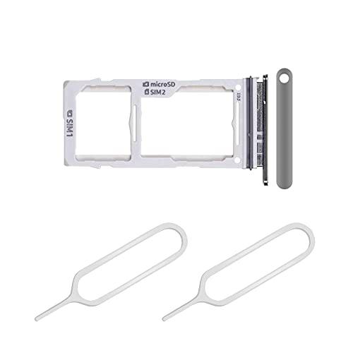 THE TECH DOCTOR Bandeja de repuesto para tarjeta SIM doble o única para Samsung Galaxy S10 6.1 pulgadas / S10 Plus 6.4 pulgadas / S10E5.8 con 2 herramientas de expulsión abierta Sim Pin (plata)