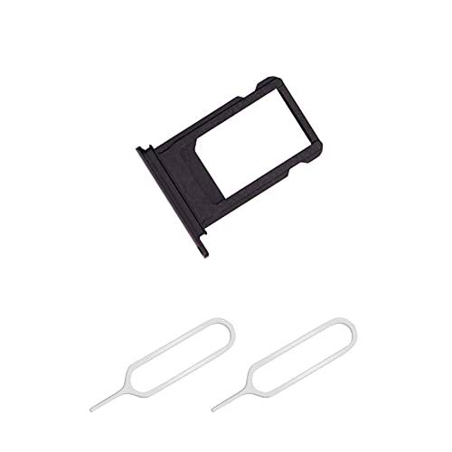 THE TECH DOCTOR Ranura de tarjeta de repuesto para bandeja de SIM única para iPhone 7 con 2 x herramienta de eyector abierto (iPhone 7, negro)