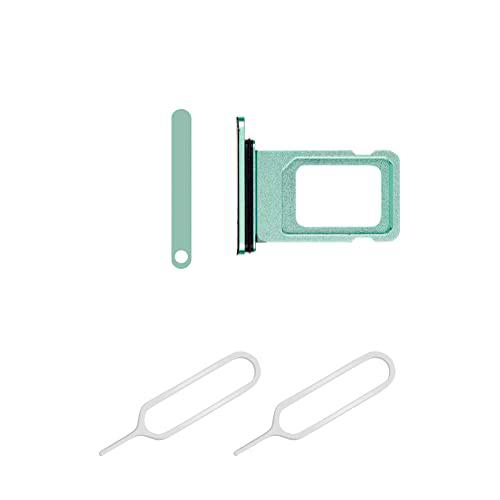 THE TECH DOCTOR Ranura para tarjeta de bandeja Sim de repuesto para iPhone 11 con 2 herramientas de eyector abierto de pin Sim (iPhone 11, verde)