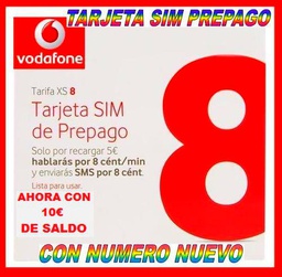 TARJETA SIM PREPAGO VODAFONE XS8 XS 8 - NORMAL, MICRO Y NANO SIM