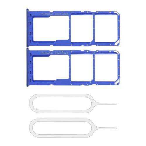 2pcs doble ranura para tarjeta SIM soporte de bandeja soporte de tarjeta Micro SD reemplazo con pin SIM compatible con Samsung Galaxy A21s 2020, azul