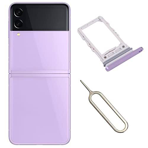 Compatible con Samsung Galaxy Z Flip 3 5G SIM Tarjeta Soporte Ranura Piezas de Repuesto + Pin de Expulsión Abierto (Púrpura)