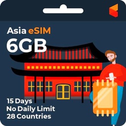 Asia Travel,Tarjeta SIM (6 GB, 15 días), tarjetas SIM de datos 3 en 1 para teléfonos celulares