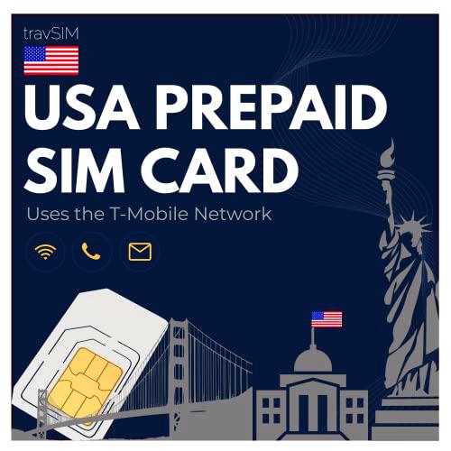 travSIM Tarjeta SIM de EE. UU. | Red T-Mobile | 10 GB de Datos | SIM para los Estados Unidos se Puede Utilizar en Dispositivos iOS y Android | Tarjeta SIM de EE