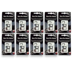 10X Kit de Adaptador Nano Sim 4 en 1 para Todos los Dispositivos móviles (Nano Sim a Tarjeta Micro Sim