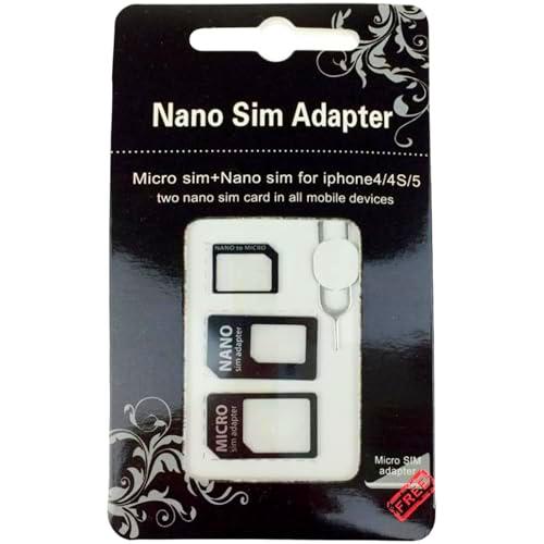 Kit de Adaptador Nano Sim 4 en 1 para Todos los Dispositivos móviles (Nano Sim a Tarjeta Micro Sim