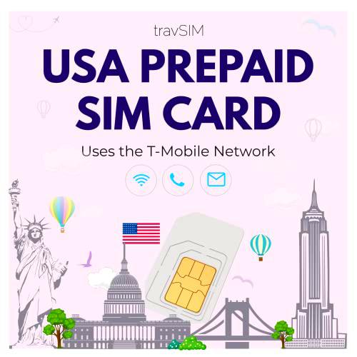 travSIM US SIM Card (Utiliza la Red T-Mobile) | 50 GB de Datos móviles | US SIM Card con Llamadas y SMS ilimitados en los EE.UU