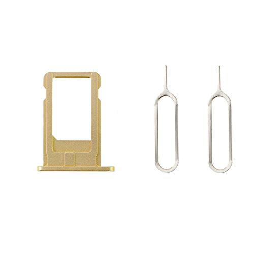 Mobofix Portatarjetas SIM Card Tray SIM Titular de la Tarjeta Oro para iPhone 6 Plus + 2 SIM Aguja Nail Expulsar Pines