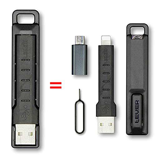 Palanca Gear CableKit - Llavero 2 en 1 USB Cable de Carga y Datos para teléfono móvil