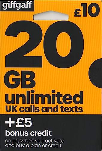 Giffgaff 3G Trio / Multi SIM Tarjeta Precargados con Crédito + Gratis Adaptador