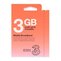 Tres tarjetas SIM móviles de banda ancha 3 GB de datos