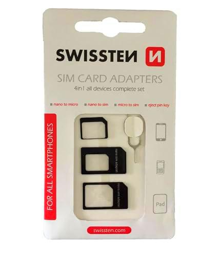 Swissten Adaptador de SIM 4 en 1 - Adaptador NanoSIM a MicroSIM