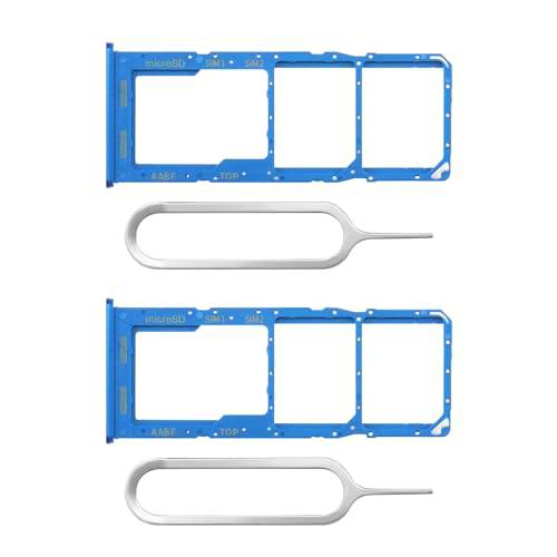 EMSea 2 bandejas de ranura para tarjeta SIM dual, soporte para tarjetas Micro SD de repuesto con pin SIM compatible con Samsung Galaxy A12 2020, azul