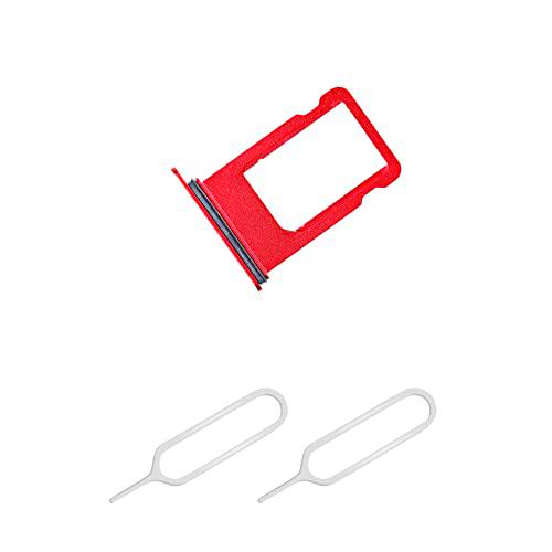 THE TECH DOCTOR Ranura de repuesto para tarjeta Sim para iPhone 8 / Plus con 2 herramientas de expulsión abierta Sim Pin (iPhone 8, rojo)