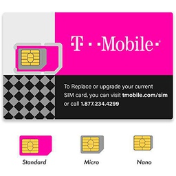 Auténtica tarjeta SIM oficial T-Mobile Micro/Nano/estándar GSM 4G/3G/2G LTE Postpago SIM Kit Desactivado Datos de texto de conversación y Hotspot