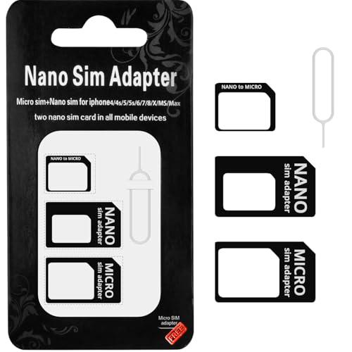 TECHZOCO Adaptador Nano SIM 4 en 1, Adaptador nanoSIM