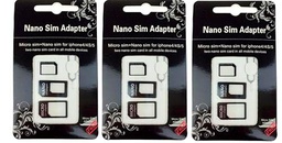 3X Kit de Adaptador Nano Sim 4 en 1 para Todos los Dispositivos móviles (Nano Sim a Tarjeta Micro Sim