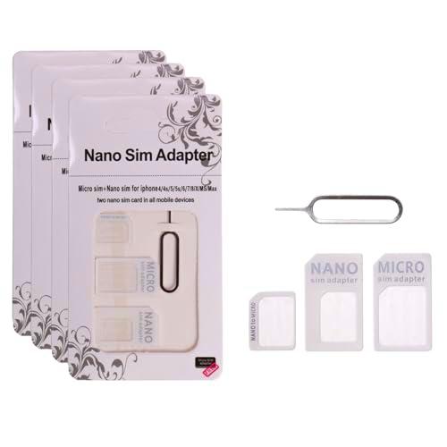 Bettli Adaptador de tarjeta Nano SIM 4 en 1, juego de 4 adaptadores de tarjeta