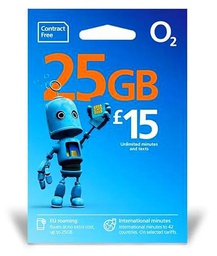 Tarjeta SIM de O2 Pay as you go (PAYG) £15 datos hambre Tarifa última Tarifa