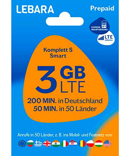 Lebara Tarjeta SIM de prepago completa S Smart sin contrato