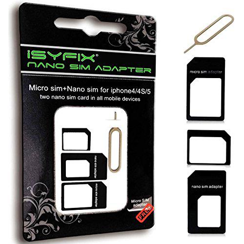 iSYFIX - Adaptador de Tarjeta SIM Nano Micro - Kit de convertidor estándar 4 en 1 con Bandeja de Acero Eject Pin