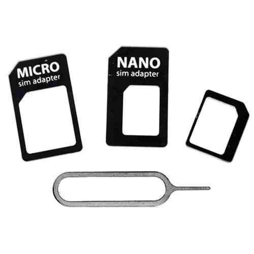 Deet® - Kit de tarjeta SIM 4 en 1. Adaptador de tarjeta Nano SIM + Micro y Tarjeta SIM estándar para iPhone 6 5 5S 4 4S 3G 3GS iPad 1,2,3 Tablet Smartphones + Bandeja iPhone Herramienta de Expulsión Abierta